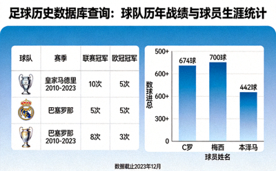 足球历史数据库查询：球队历年战绩与球员生涯统计